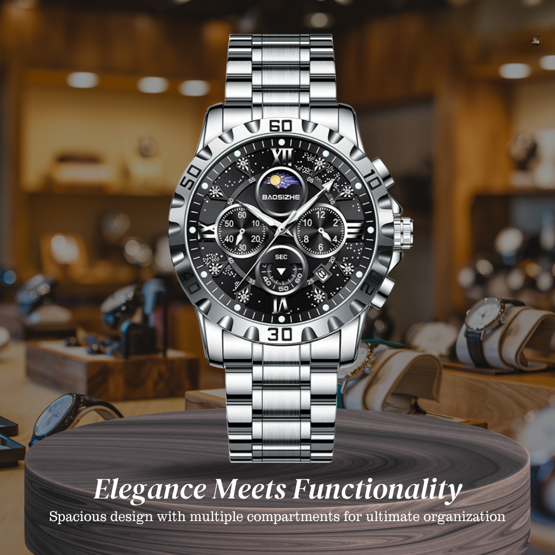 Rex | Opulent Chronograph Watch with Sleek Metal Band | 43.9mm