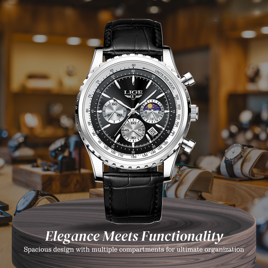 Leo | Elegant Chronograph Moon Phase Watch| 46mm