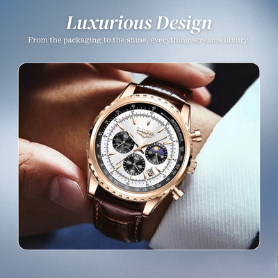 Leo | Elegant Chronograph Moon Phase Watch| 46mm