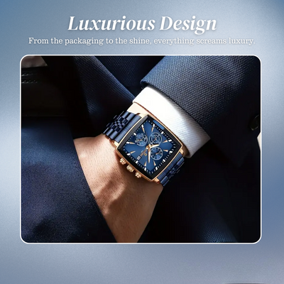 Troy | Men's Rectangular Luxury Quartz Wristwatch | 47mm