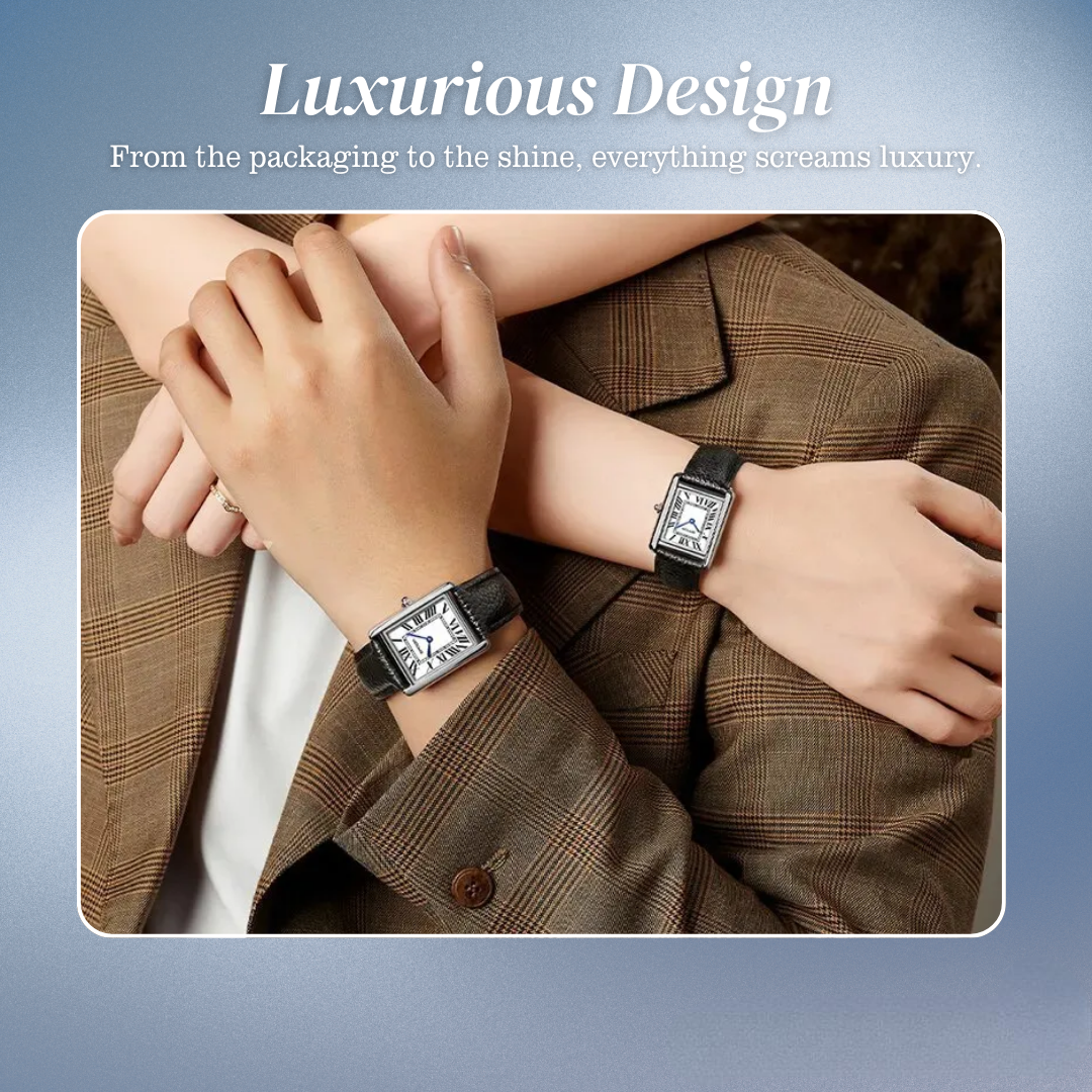 Matthew | Rectangular Watch with Silver-Tone Case | 28*27mm