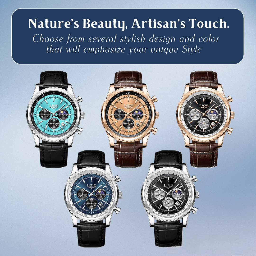 Leo | Elegant Chronograph Moon Phase Watch| 46mm