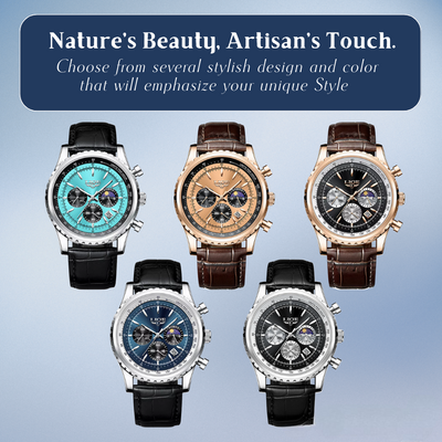 Leo | Elegant Chronograph Moon Phase Watch| 46mm