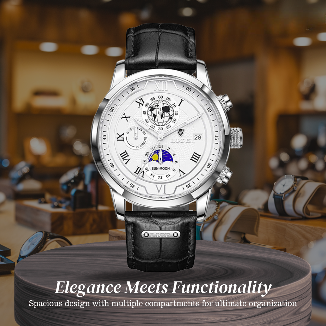 Liam | Celestial World-Time Leather Watch | 43mm