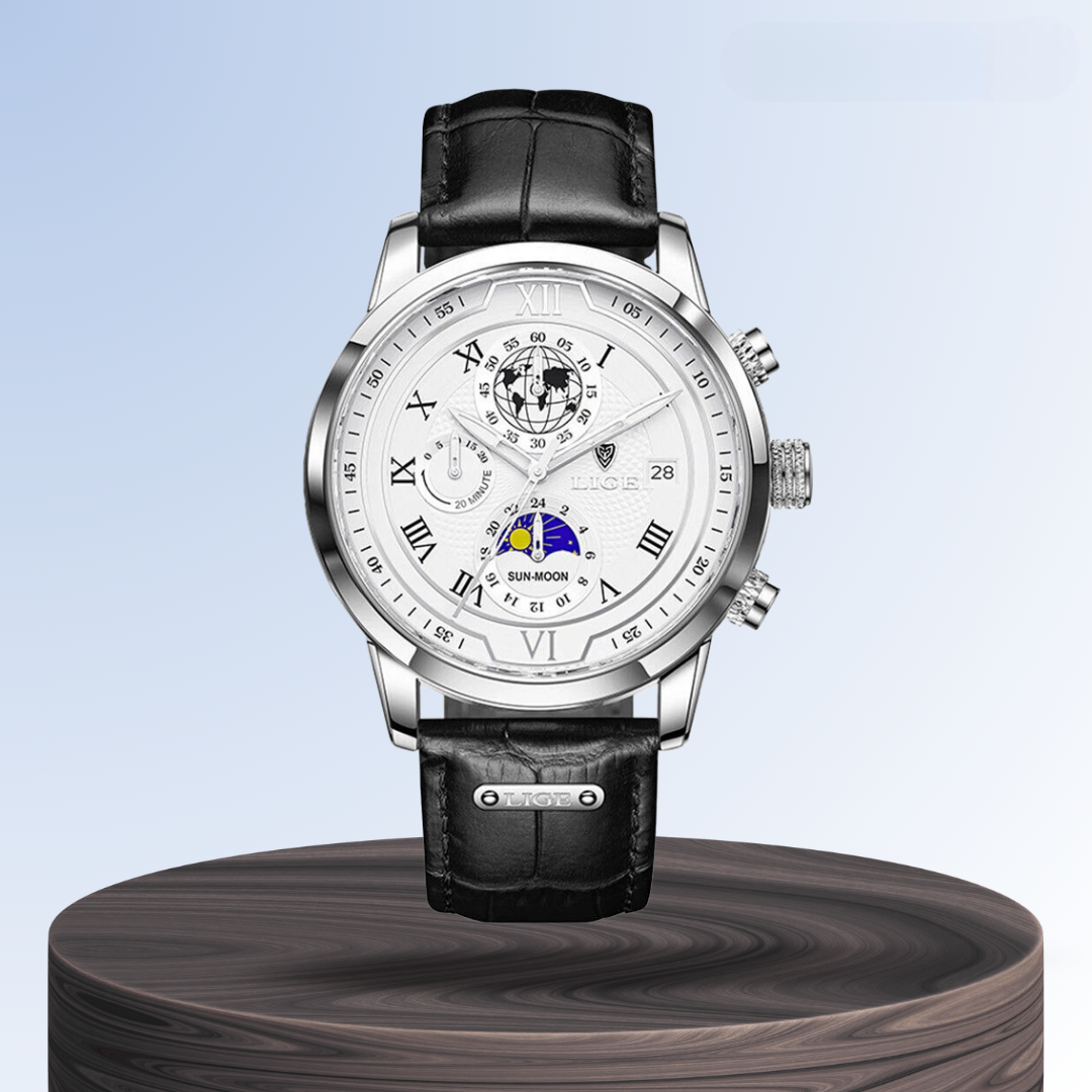 Liam | Celestial World-Time Leather Watch | 43mm
