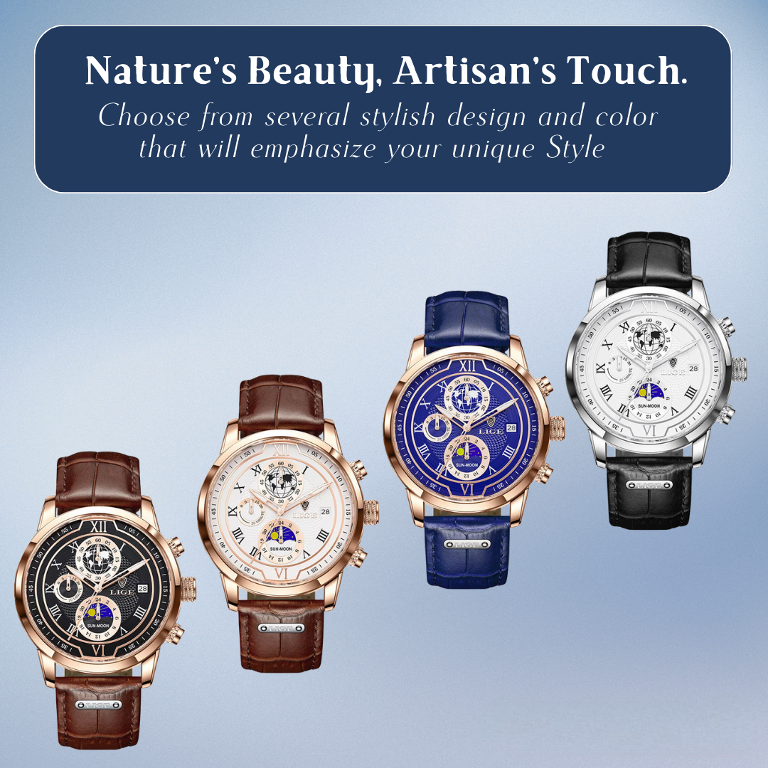 Liam | Celestial World-Time Leather Watch | 43mm