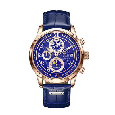 Liam | Celestial World-Time Leather Watch | 43mm