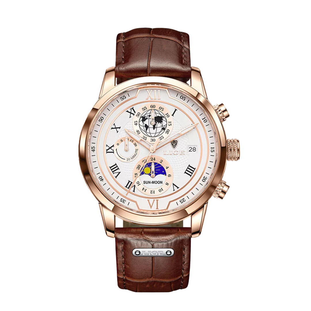 Liam | Celestial World-Time Leather Watch | 43mm